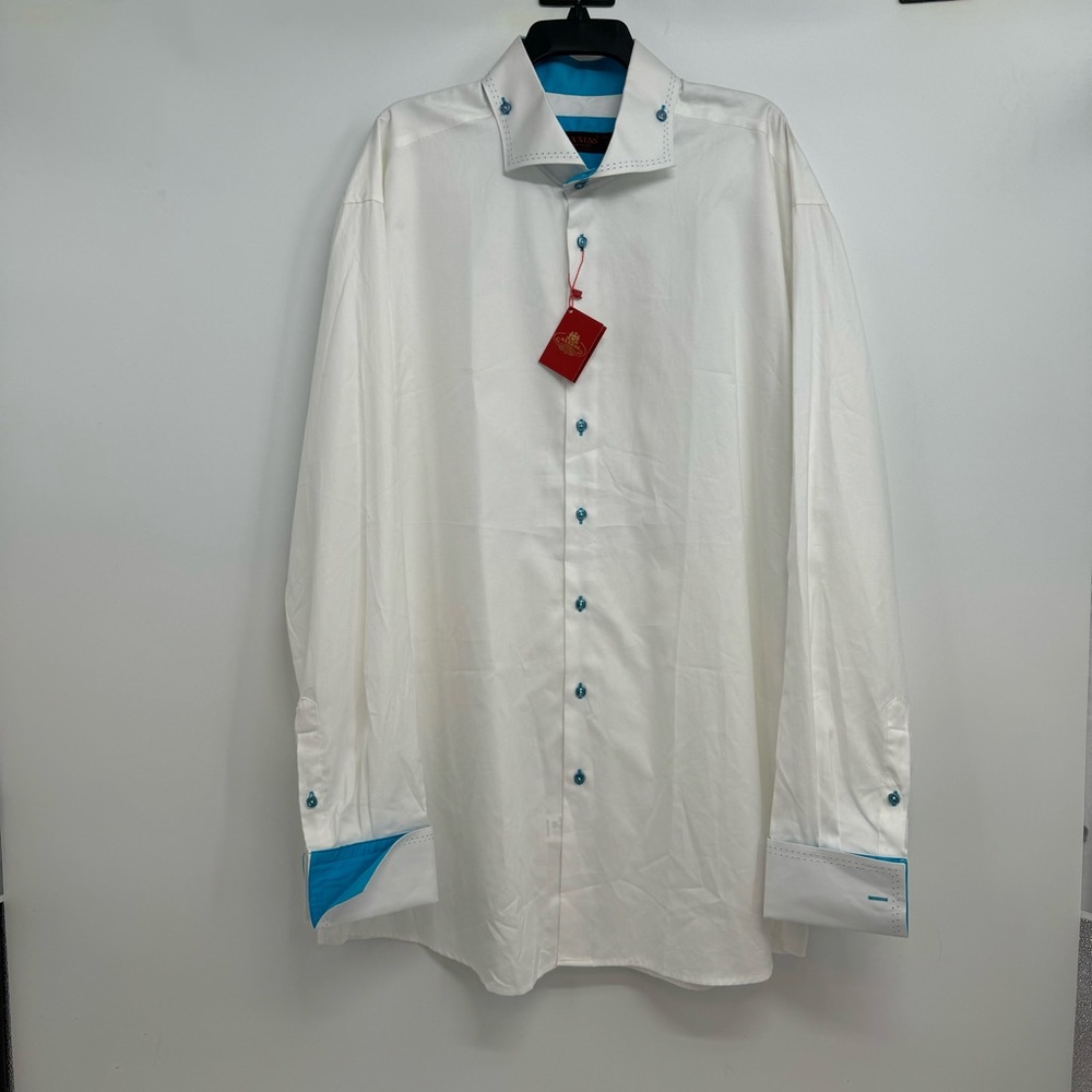 NWT Axxess Button Down Shirt Men’s 5XL White 100% Cotton French Cuffs